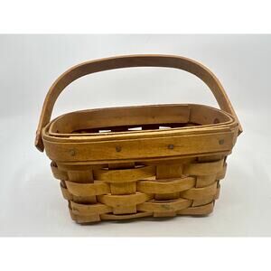 VINTAGE LONGABERGER SMALL RECTANGLE 5.5 X 4 X 3.25 BASKET W/HANDLE 2004